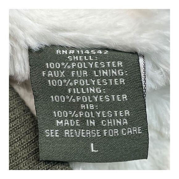 JouJou Olive Green Bomber Jacket Military Style Zip‎ Up Flight Jacket Large - Picture 10 of 12